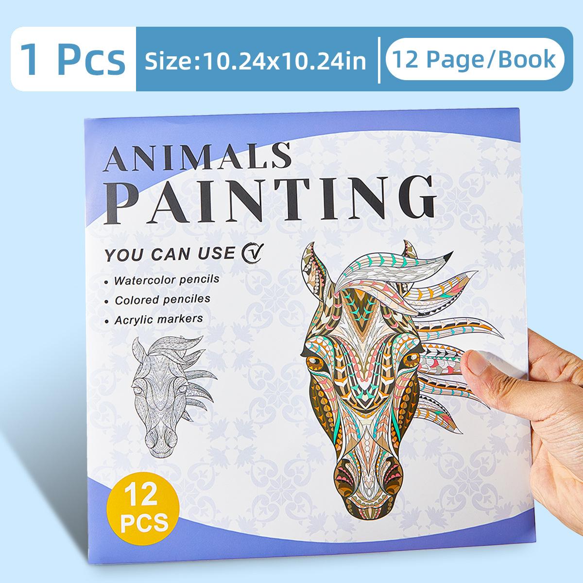 DIY Doodle & Stress-Relief Painting Coloring Book for Kids 12-Page(Horse) - Shopkiz.com