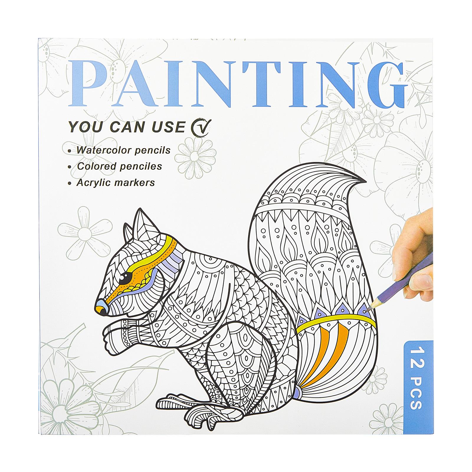 DIY Doodle & Stress-Relief Painting Coloring Book for Kids 12-Page(Animal-B) - Shopkiz.com