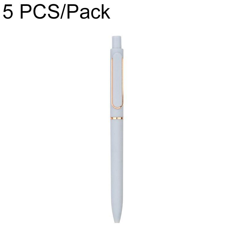 5 PCS/Pack Morandi Retractable 0.5mm Bullet Tip Signature Gel Pen, Color:Sky Blue(Metal Pen Refill) - Shopkiz.com
