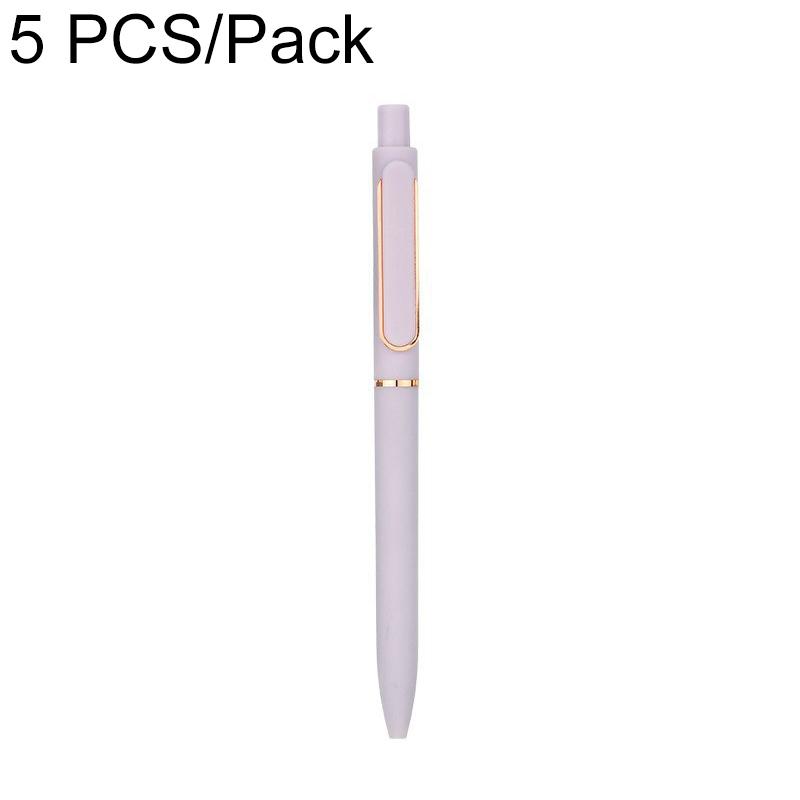 5 PCS/Pack Morandi Retractable 0.5mm Bullet Tip Signature Gel Pen, Color:Taro Purple(Metal Pen Refill) - Shopkiz.com