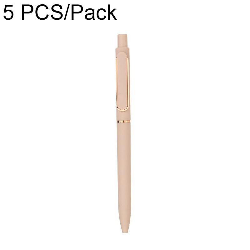 5 PCS/Pack Morandi Retractable 0.5mm Bullet Tip Signature Gel Pen, Color:Almond Tea(Metal Pen Refill) - Shopkiz.com