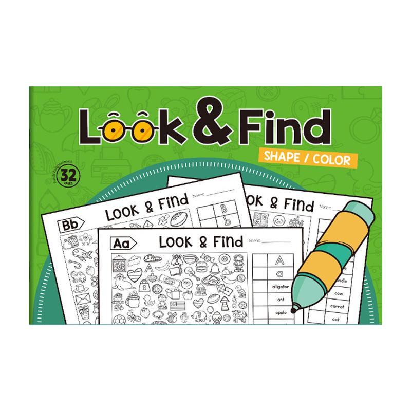 Look and Find Activity Coloring Book for Kids 32-Page Concentration Training Picture Puzzle Book(Green) - Shopkiz.com