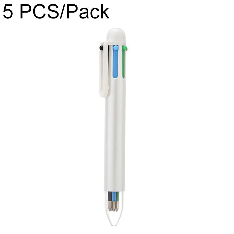 5 PCS/Pack 1.0mm Bullet Tip Six-colors Retractable Ballpoint Pen(White) - Shopkiz.com