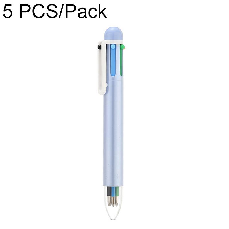 5 PCS/Pack 1.0mm Bullet Tip Six-colors Retractable Ballpoint Pen(Blue) - Shopkiz.com