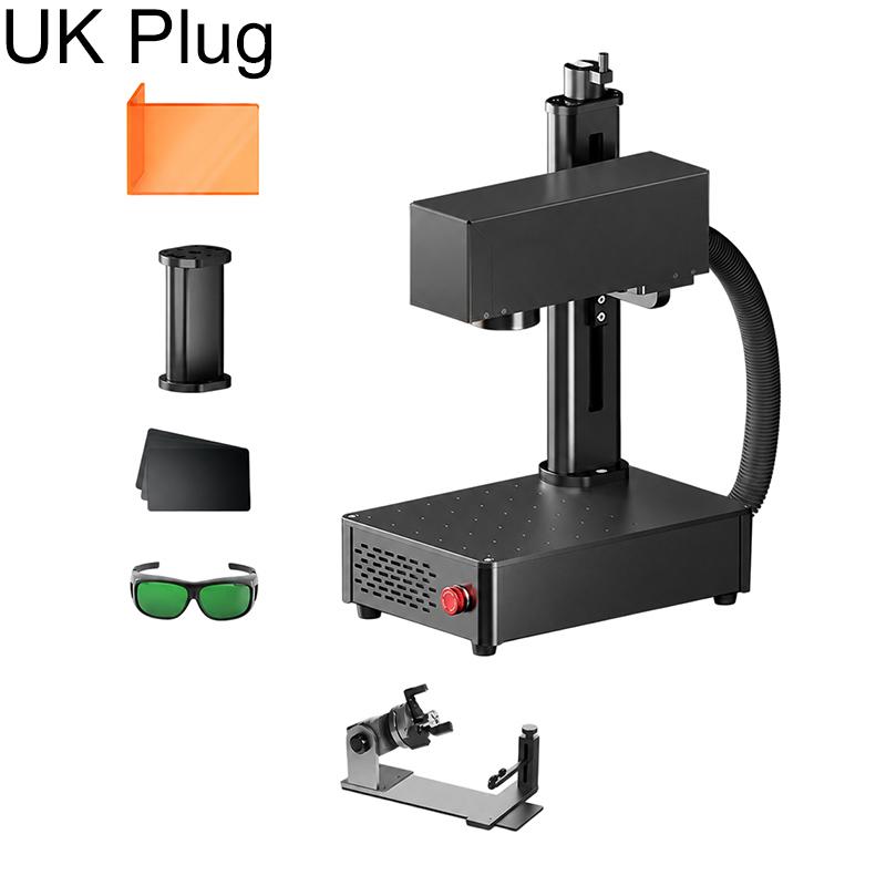 DAJA S4Mini Fiber Laser Marking Machine High-Precision Metal Engraving Machine for Industrial Use, Model:S4Mini + Rotary Clamp(UK Plug) - Shopkiz.com