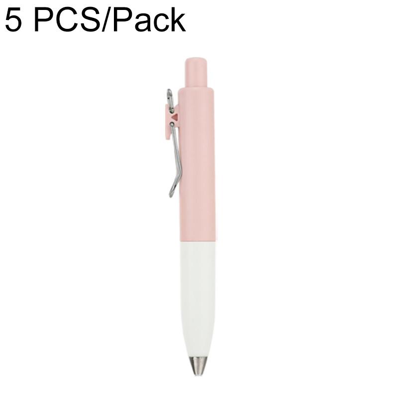 5 PCS/Pack 0.5mm Bullet Tip Colorful Retractable Pocket Ballpoint Pen, Color:Pink White - Shopkiz.com