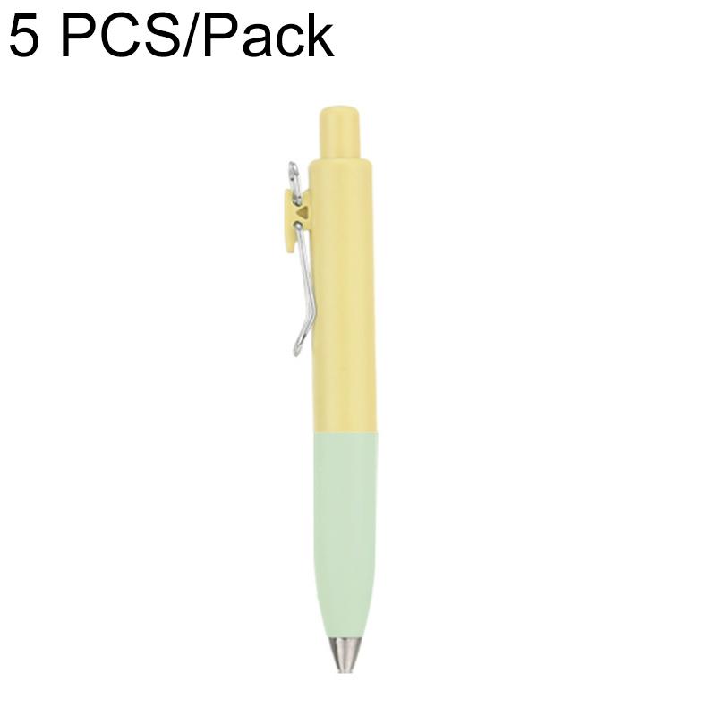 5 PCS/Pack 0.5mm Bullet Tip Colorful Retractable Pocket Ballpoint Pen, Color:Yellow Green - Shopkiz.com