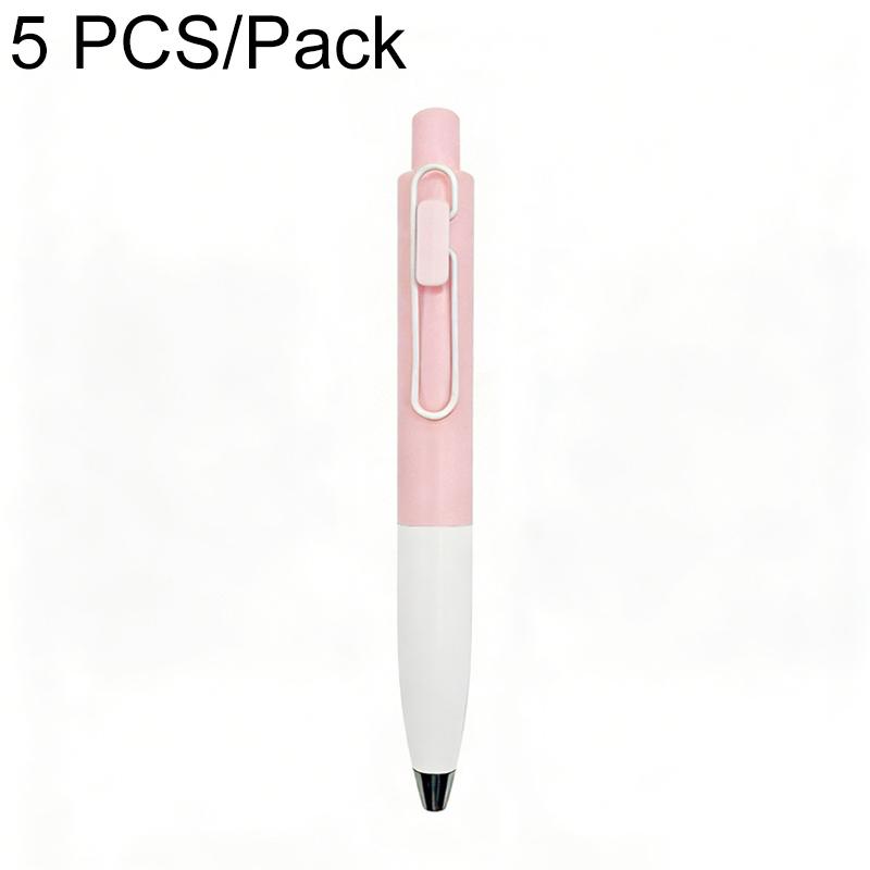 5 PCS/Pack 0.5mm Bullet Tip Colorful Retractable Pocket Ballpoint Pen, Color:Pink White With White Clip - Shopkiz.com