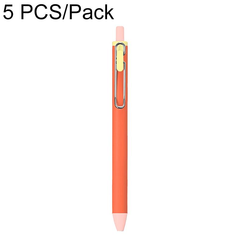 5 PCS/Pack 0.5mm Bullet Tip Colorful Retractable Pocket Ballpoint Pen(Orange Color-Blocked) - Shopkiz.com