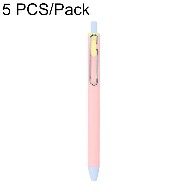 5 PCS/Pack 0.5mm Bullet Tip Colorful Retractable Pocket Ballpoint Pen(Pink Color-Blocked) - Shopkiz.com