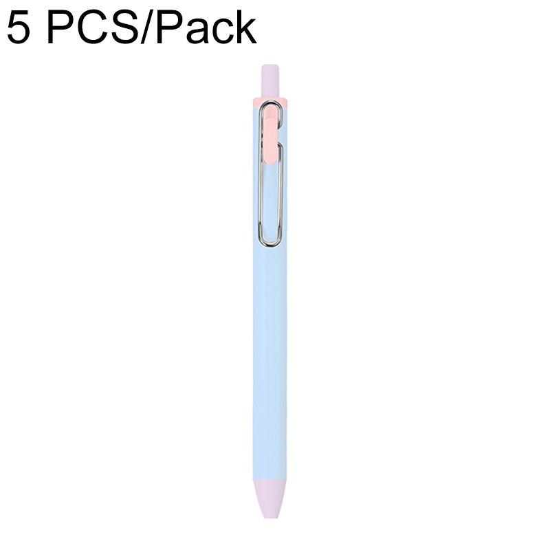 5 PCS/Pack 0.5mm Bullet Tip Colorful Retractable Pocket Ballpoint Pen(Blue Color-Blocked) - Shopkiz.com