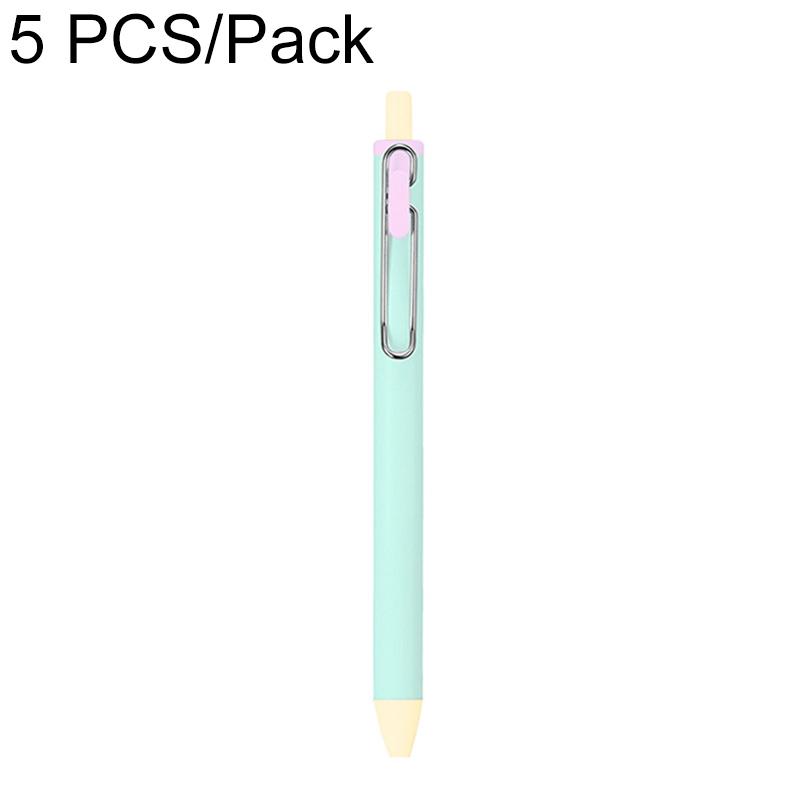 5 PCS/Pack 0.5mm Bullet Tip Colorful Retractable Pocket Ballpoint Pen(Green Color-Blocked) - Shopkiz.com