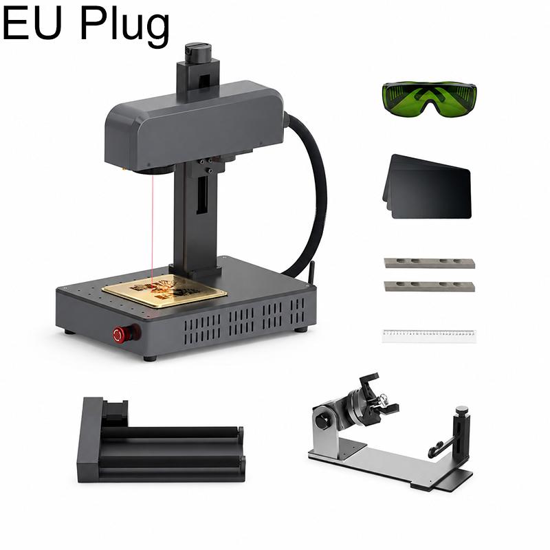 DAJA M1 Ultra Mini Fiber Laser Marking Machine 10W High-Power Fully Automatic Fiber Optic Engraving Machine, Model:M1 Ultra + Rotary Axis + Clamp(EU