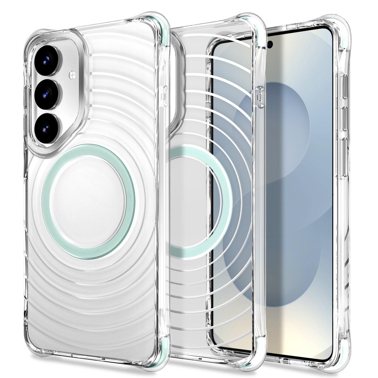 For Galaxy S24 5G / S25 5G Wave Pattern Air Cushion Corners Shockproof Magnetic Phone Case(Mint Green) - Shopkiz.com