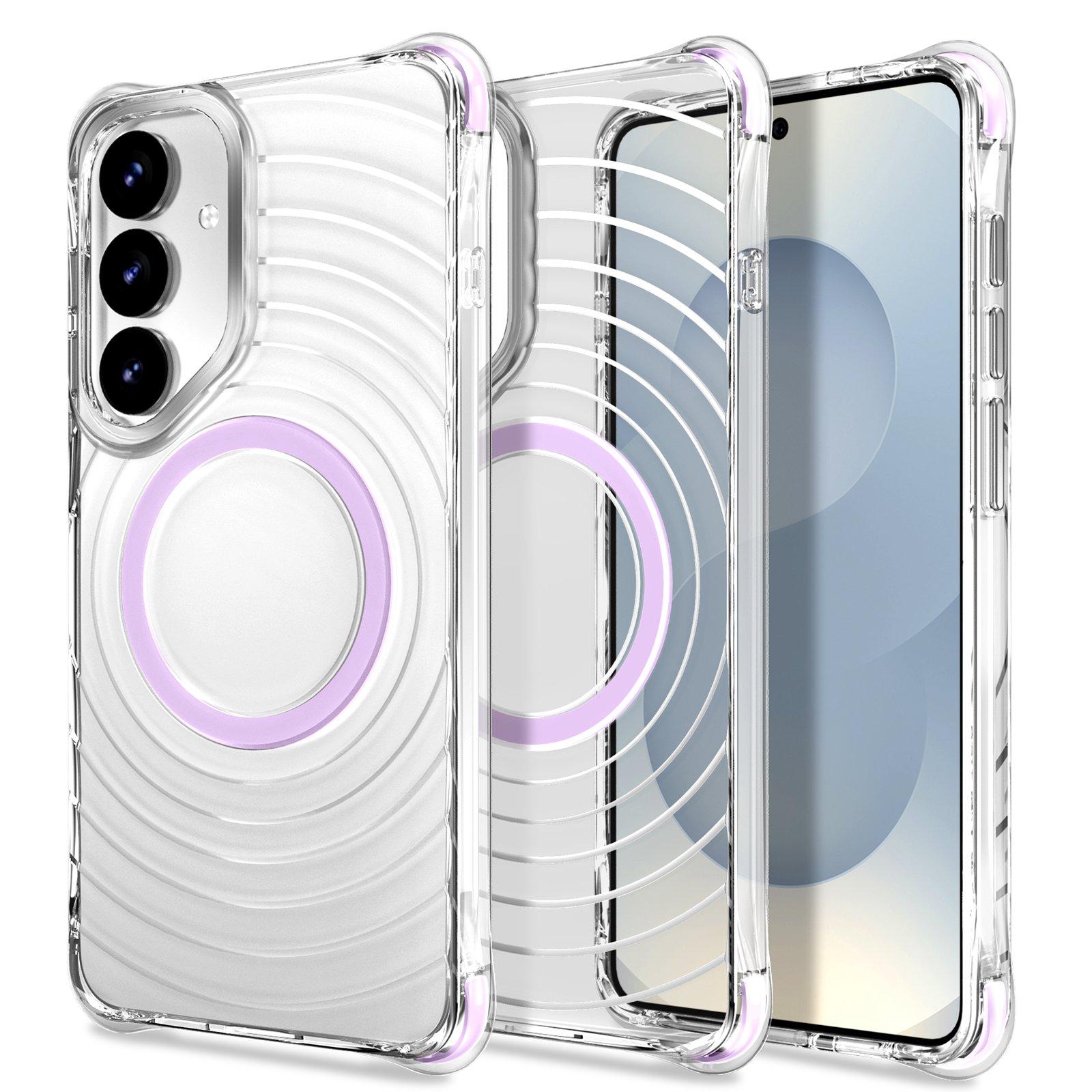 For Galaxy S24 5G / S25 5G Wave Pattern Air Cushion Corners Shockproof Magnetic Phone Case(Purple) - Shopkiz.com