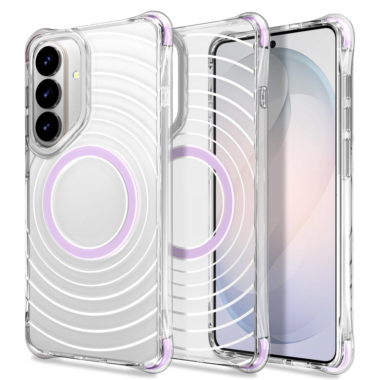 For Galaxy S26 5G Wave Pattern Air Cushion Corners Shockproof Magnetic Phone Case(Purple) - Shopkiz.com