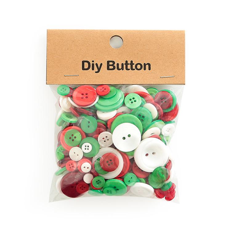 150g/Pack Mixed Sizes Colorful Round Resin Buttons DIY Craft Kit for Children, 250-350 Pieces/Pack, Specification:Round(Red+Green+White) - Shopkiz.com