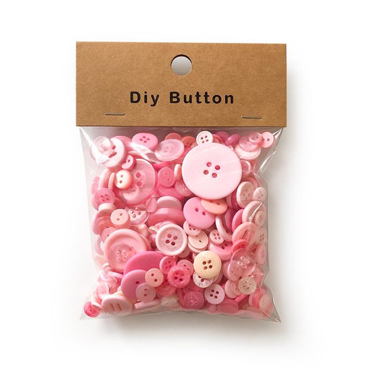 150g/Pack Mixed Sizes Colorful Round Resin Buttons DIY Craft Kit for Children, 250-350 Pieces/Pack, Specification:Round(Pink Series) - Shopkiz.com