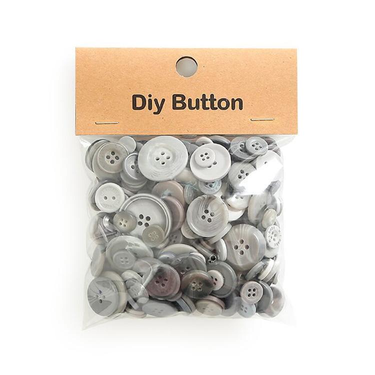 150g/Pack Mixed Sizes Colorful Round Resin Buttons DIY Craft Kit for Children, 250-350 Pieces/Pack, Specification:Round(Grey) - Shopkiz.com