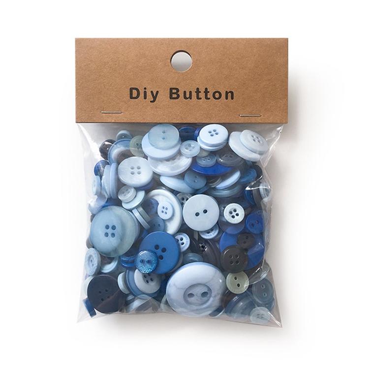 150g/Pack Mixed Sizes Colorful Round Resin Buttons DIY Craft Kit for Children, 250-350 Pieces/Pack, Specification:Round(Blue Series) - Shopkiz.com