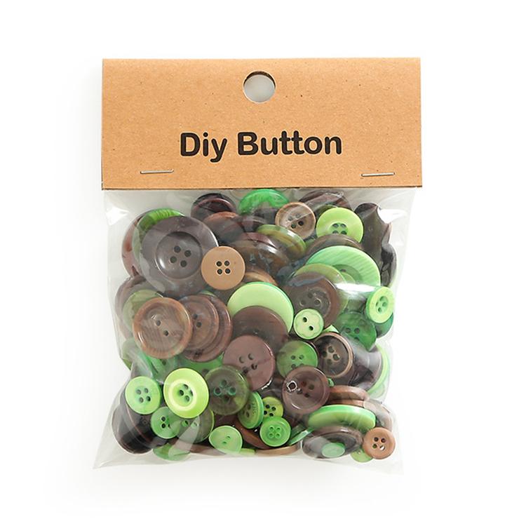 150g/Pack Mixed Sizes Colorful Round Resin Buttons DIY Craft Kit for Children, 250-350 Pieces/Pack, Specification:Round(Green Brown Series) -