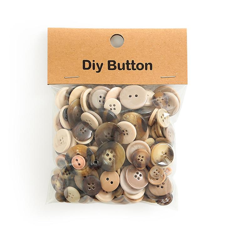 150g/Pack Mixed Sizes Colorful Round Resin Buttons DIY Craft Kit for Children, 250-350 Pieces/Pack, Specification:Round(Beige) - Shopkiz.com