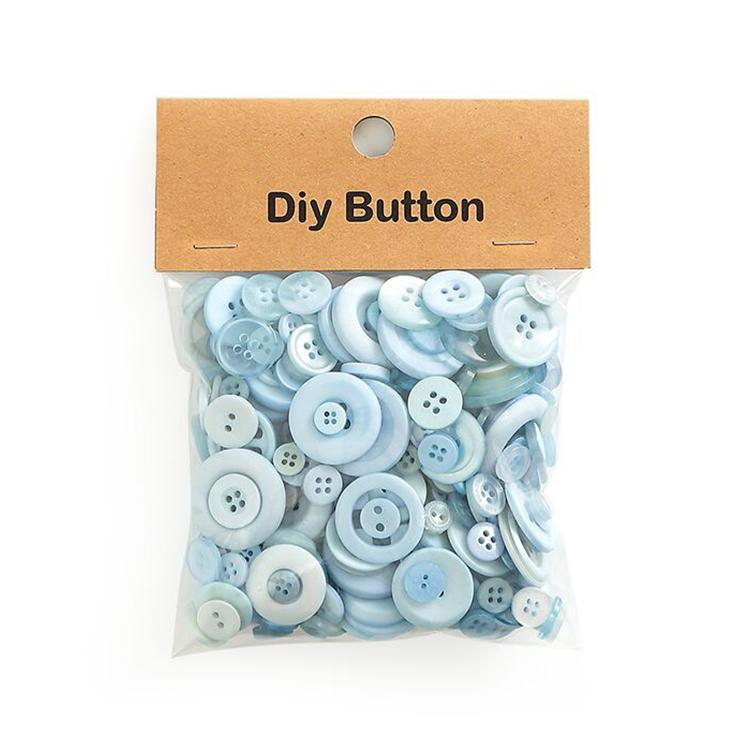 150g/Pack Mixed Sizes Colorful Round Resin Buttons DIY Craft Kit for Children, 250-350 Pieces/Pack, Specification:Round(Sky Blue) - Shopkiz.com