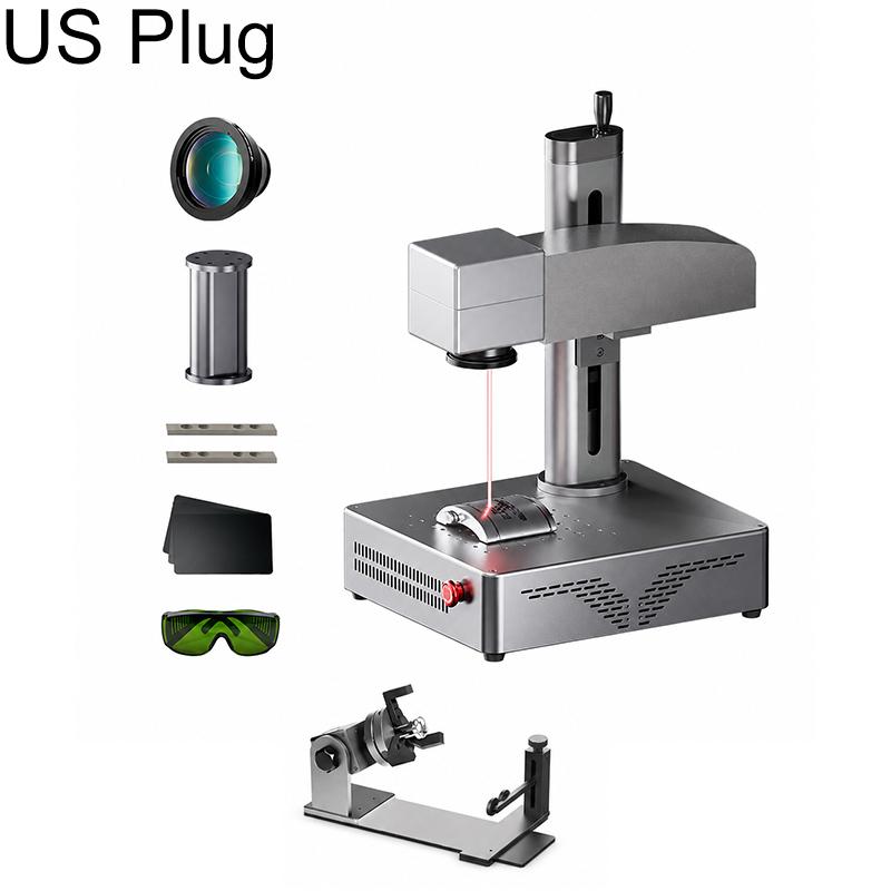 DAJA S4Pro High-Power Fiber Laser Marking Machine Small Fully Automatic Fiber Optic Metal Engraving Machine, Model:S4Pro 20W + Rotary Clamp(US Plug)