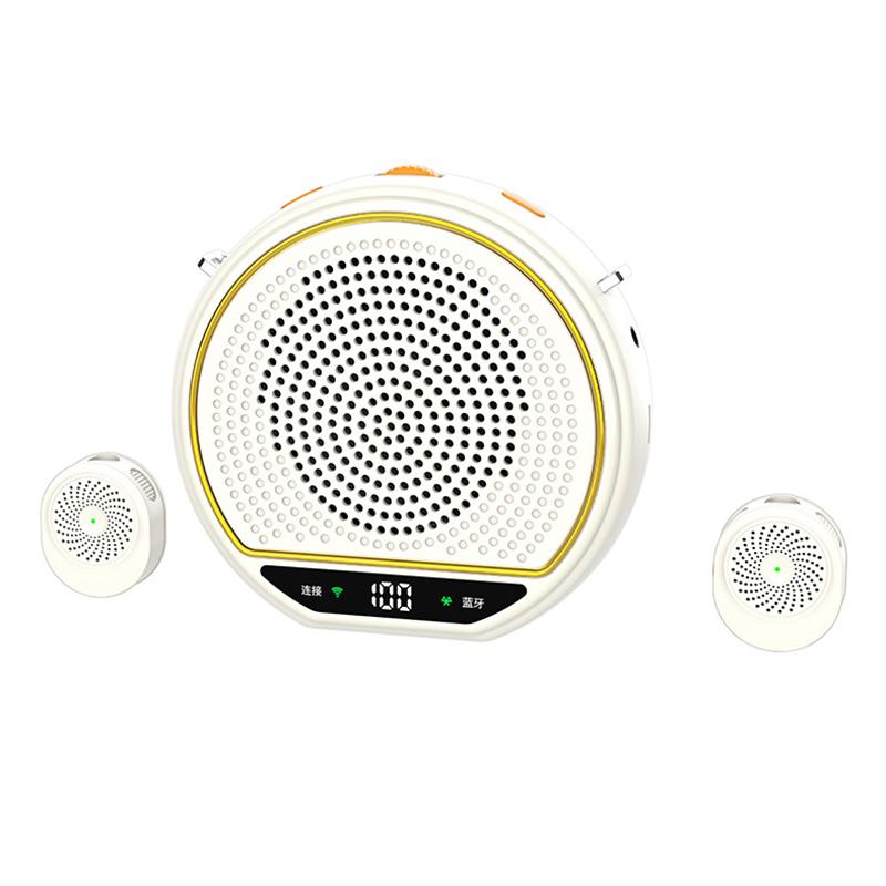 M28 2.5 inch Dual Mic Portable Wireless Lavalier Microphone Teaching Voice Amplifier(Light Yellow) - Shopkiz.com