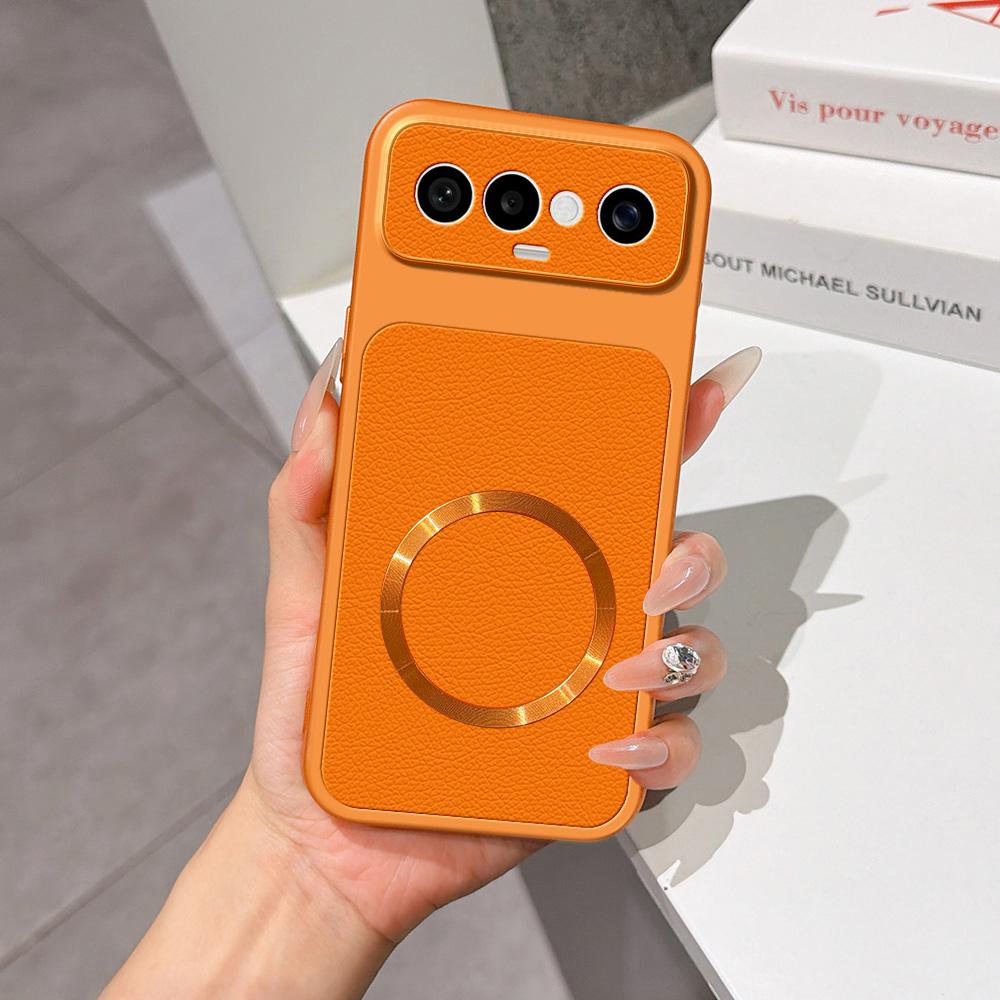 For vivo S50 Pro mini 5G Lambskin Series Magnetic Skin Feel Phone Case(Orange) - Shopkiz.com