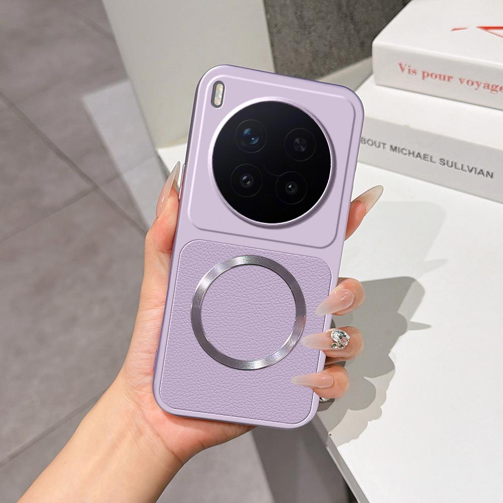 For vivo X300 Pro Lambskin Series Magnetic Skin Feel Phone Case(Purple) - Shopkiz.com