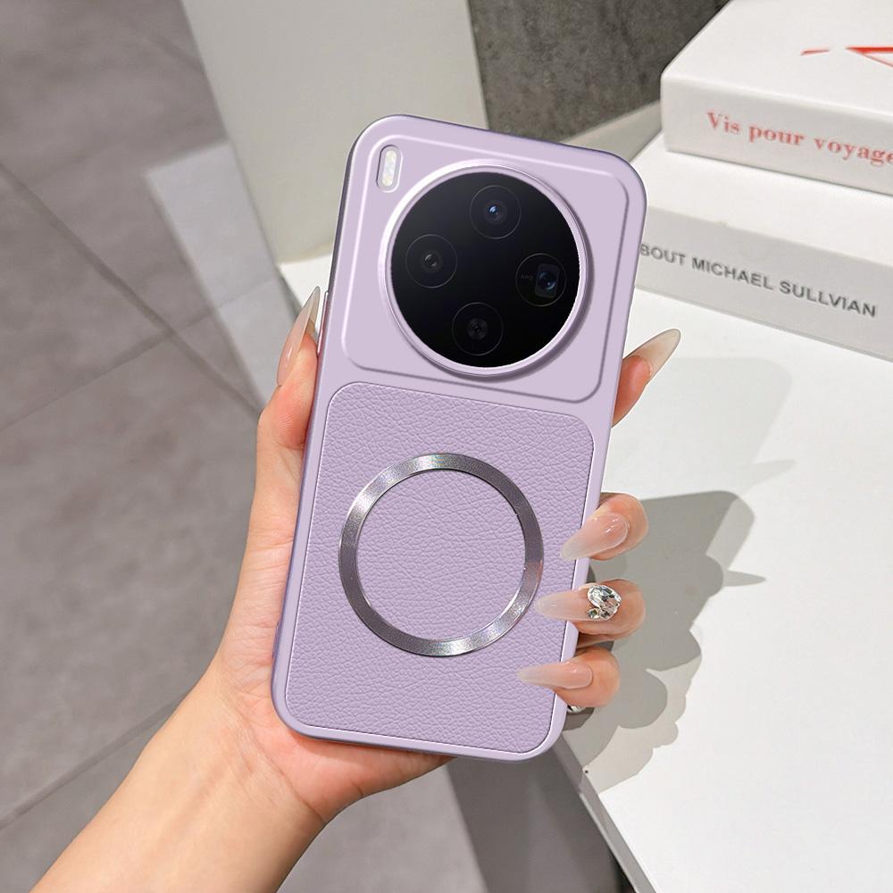 For vivo X300 Lambskin Series Magnetic Skin Feel Phone Case(Purple) - Shopkiz.com
