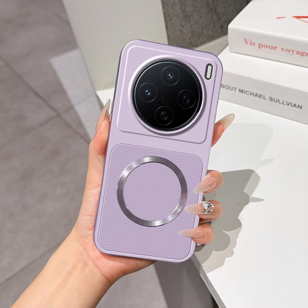 For vivo X200 Lambskin Series Magnetic Skin Feel Phone Case(Purple) - Shopkiz.com