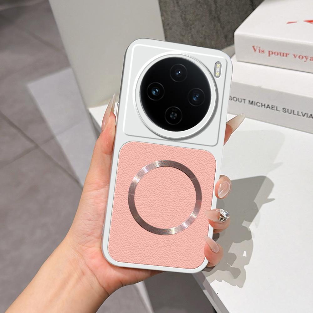 For vivo X100s Lambskin Series Magnetic Skin Feel Phone Case(Pink) - Shopkiz.com