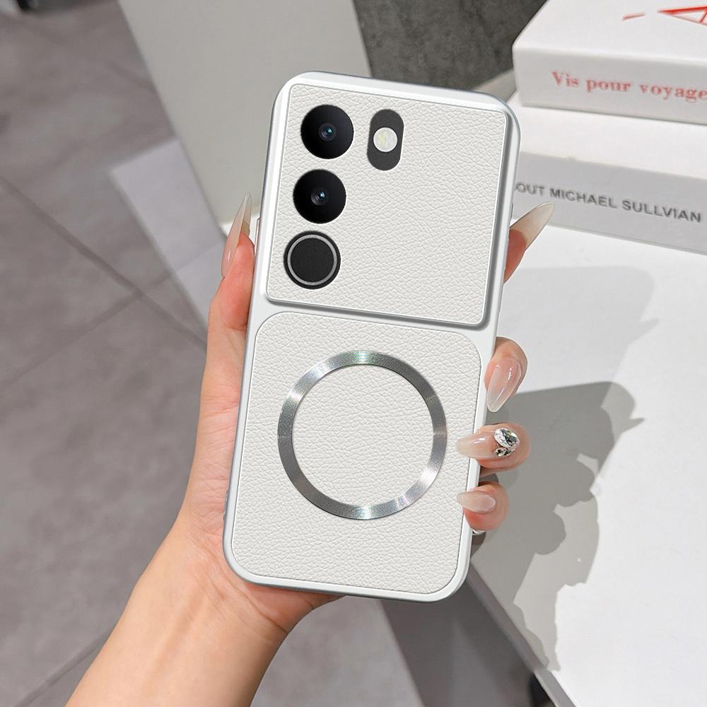 For vivo S17 Lambskin Series Magnetic Skin Feel Phone Case(Silver) - Shopkiz.com