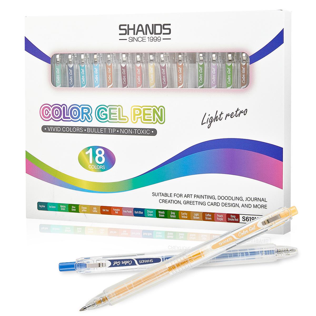 SHANDS Retractable Colored Gel Pens Quick Dry Fine Point Pens for Journal Drawing, Style:18 PCS/Set Retro Color - Shopkiz.com