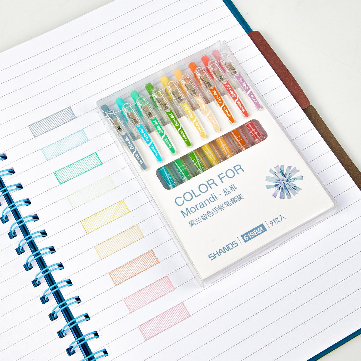 SHANDS Retractable Colored Gel Pens Quick Dry Fine Point Pens for Journal Drawing, Style:9 PCS/Set Salt Tone - Shopkiz.com