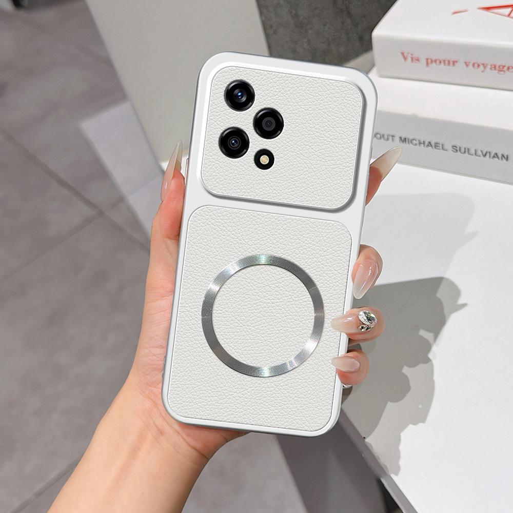 For Honor 200 Lite Global Lambskin Series Magnetic Skin Feel Phone Case(Silver) - Shopkiz.com
