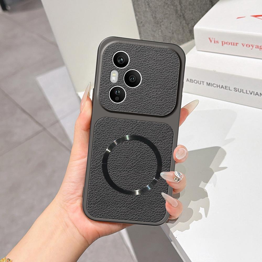 For Honor 400 Pro Global 160.8mm Lambskin Series Magnetic Skin Feel Phone Case(Black) - Shopkiz.com