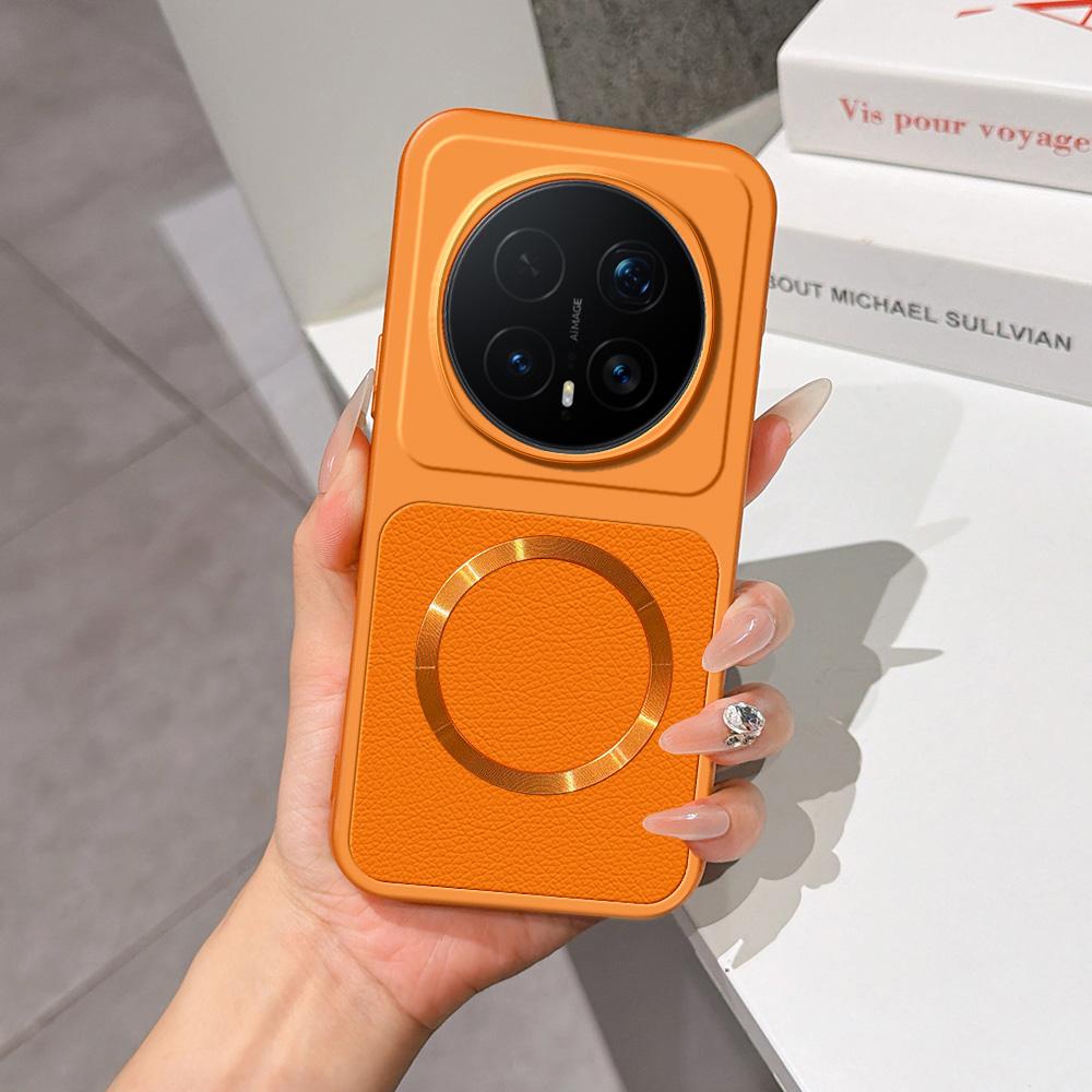 For Honor Magic8 Pro Lambskin Series Magnetic Skin Feel Phone Case(Orange) - Shopkiz.com