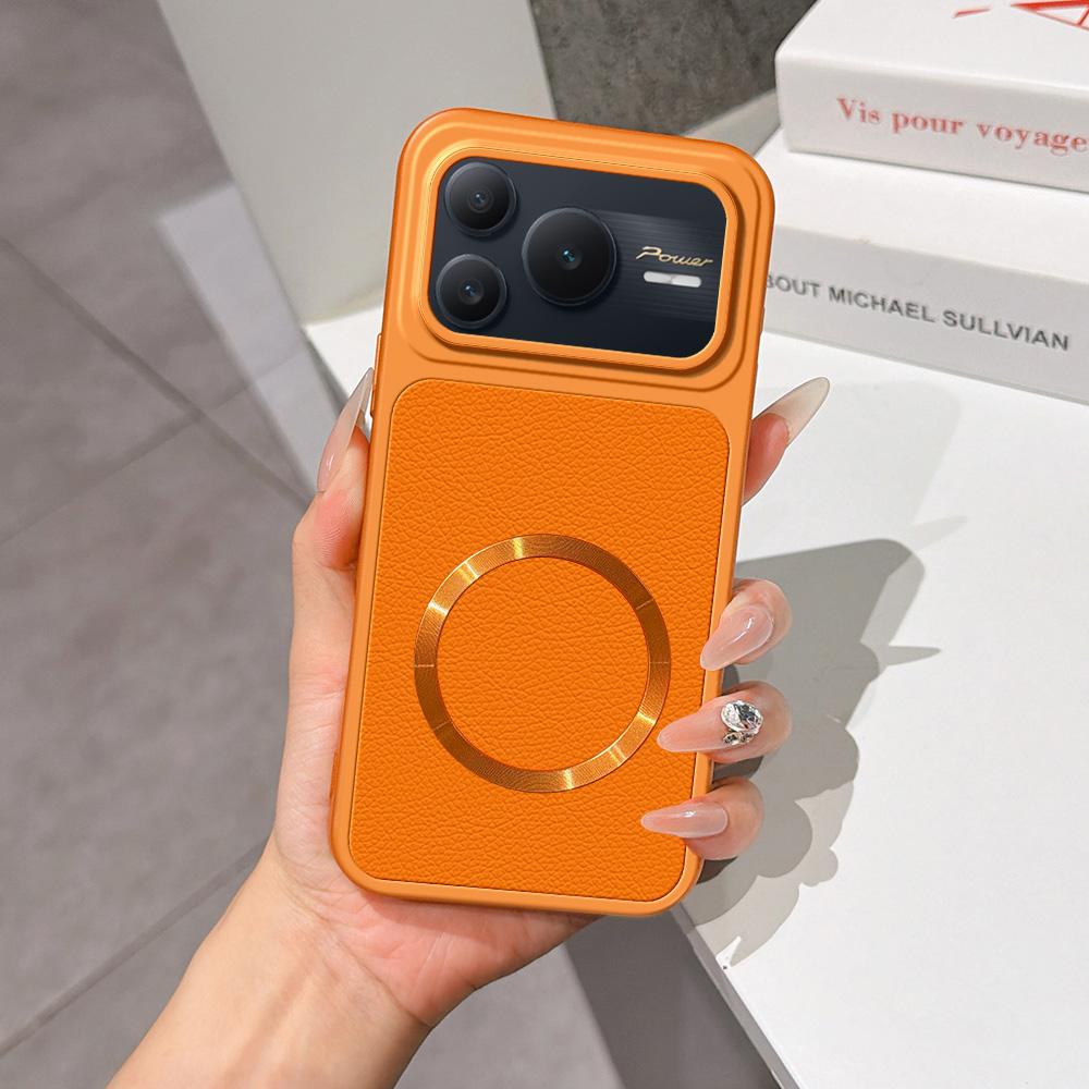 For Honor Power2 Lambskin Series Magnetic Skin Feel Phone Case(Orange) - Shopkiz.com