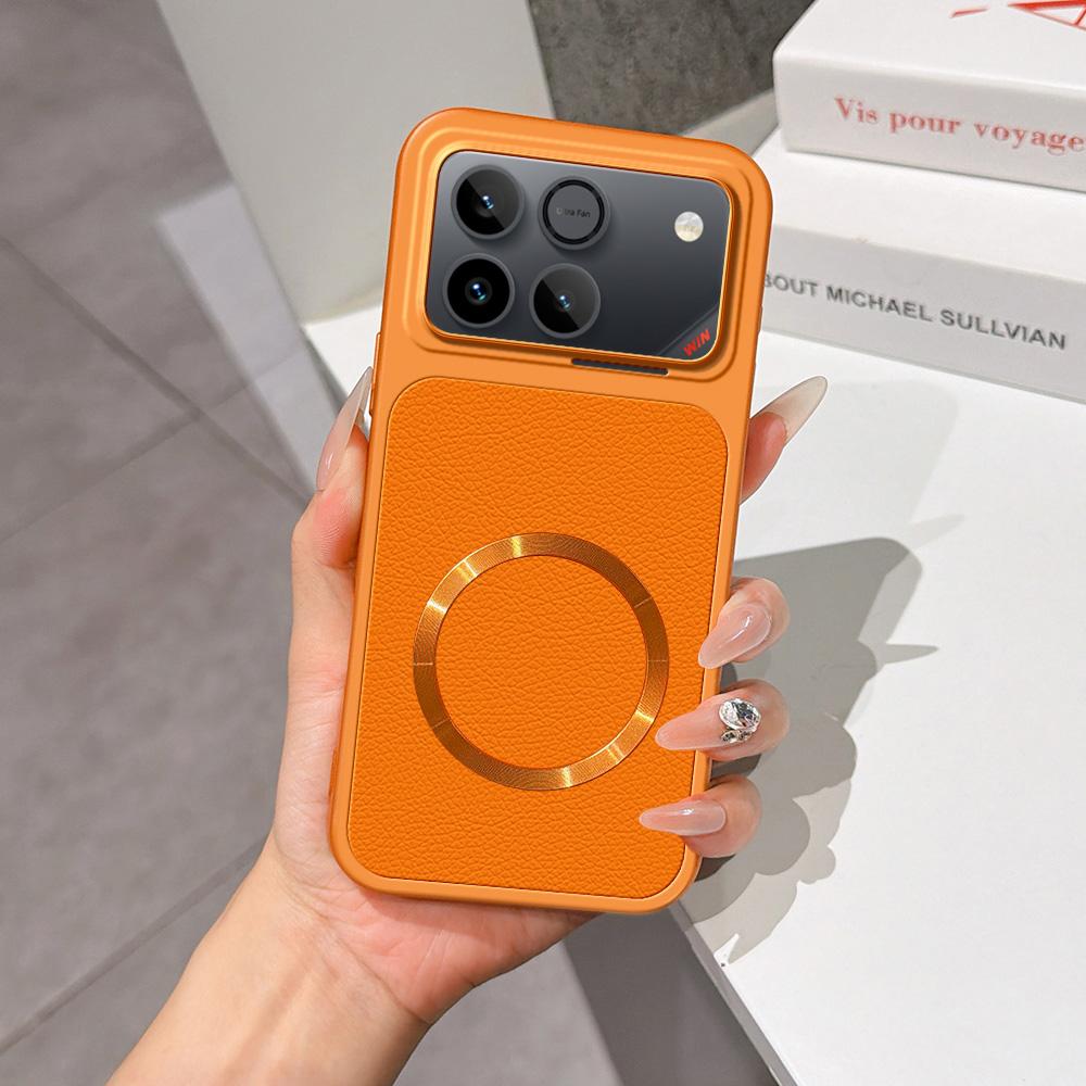 For Honor Win 5G Lambskin Series Magnetic Skin Feel Phone Case(Orange) - Shopkiz.com