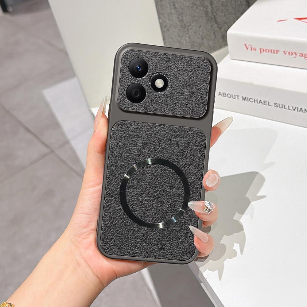 For Honor X60i Lambskin Series Magnetic Skin Feel Phone Case(Black) - Shopkiz.com