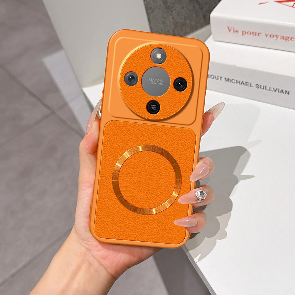 For Honor X70 5G Lambskin Series Magnetic Skin Feel Phone Case(Orange) - Shopkiz.com