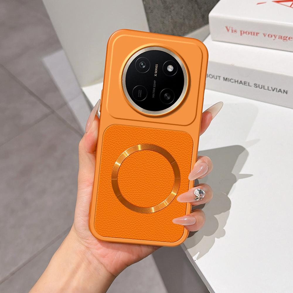 For Honor X80 Pro Max 5G Lambskin Series Magnetic Skin Feel Phone Case(Orange) - Shopkiz.com