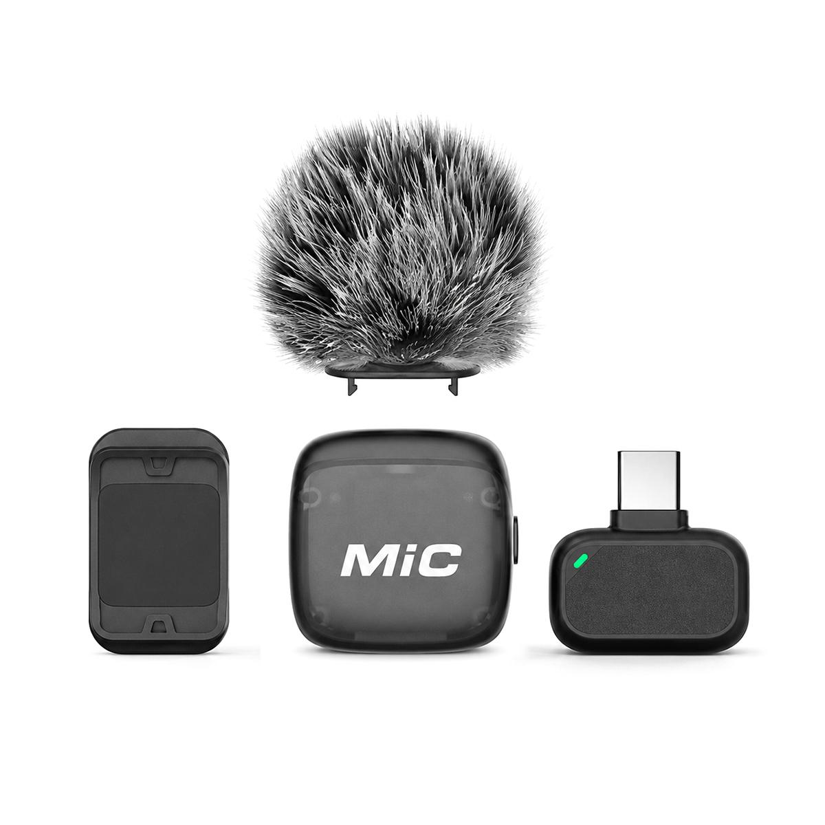 Mic 3 Portable Wireless Lavalier AI Noise Reduction Microphone, Type:1 in 1 Type-C Receiver(Black) - Shopkiz.com