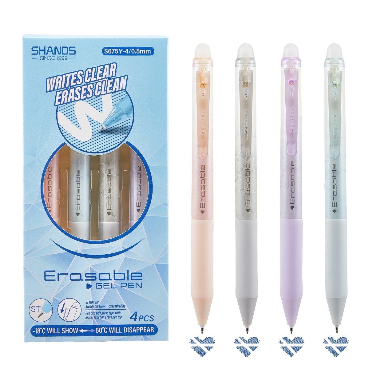SHANDS Retractable Heat Erasable Gel Pens Quick Dry Pens for Sketching Drawing, Style:Blue-4 PCS/Set - Shopkiz.com