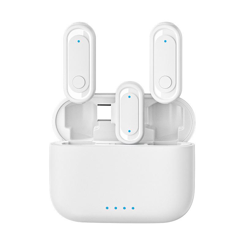 J58 2 in 1 Wireless Lavalier Noise Reduction Microphone with Monitoring Function, Type:Type-C(White) - Shopkiz.com
