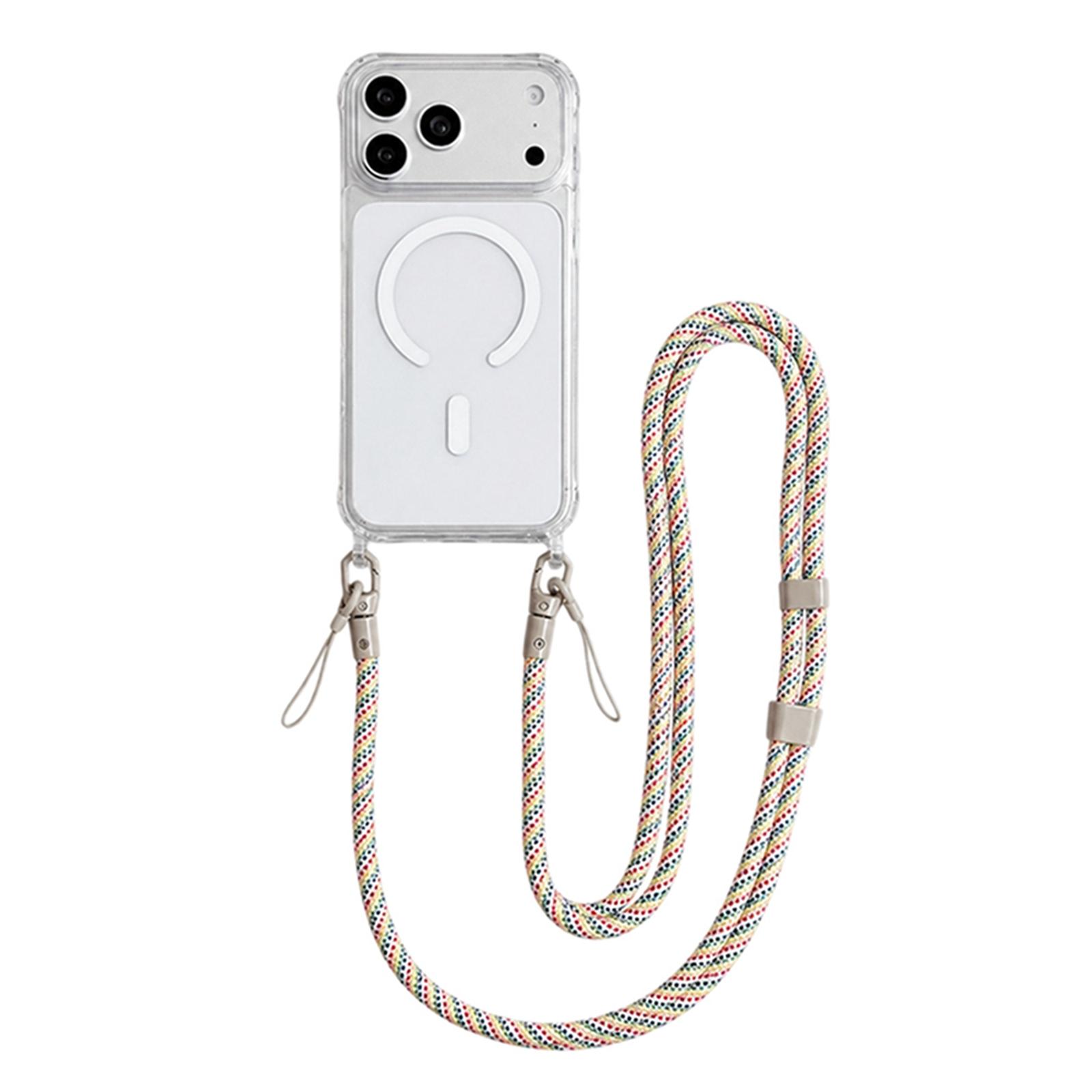 Acrylic + TPU Transparent Magnetic Phone Case with Lanyard For iPhone 17 Pro Max(Rainbow Multicolor) - Shopkiz.com