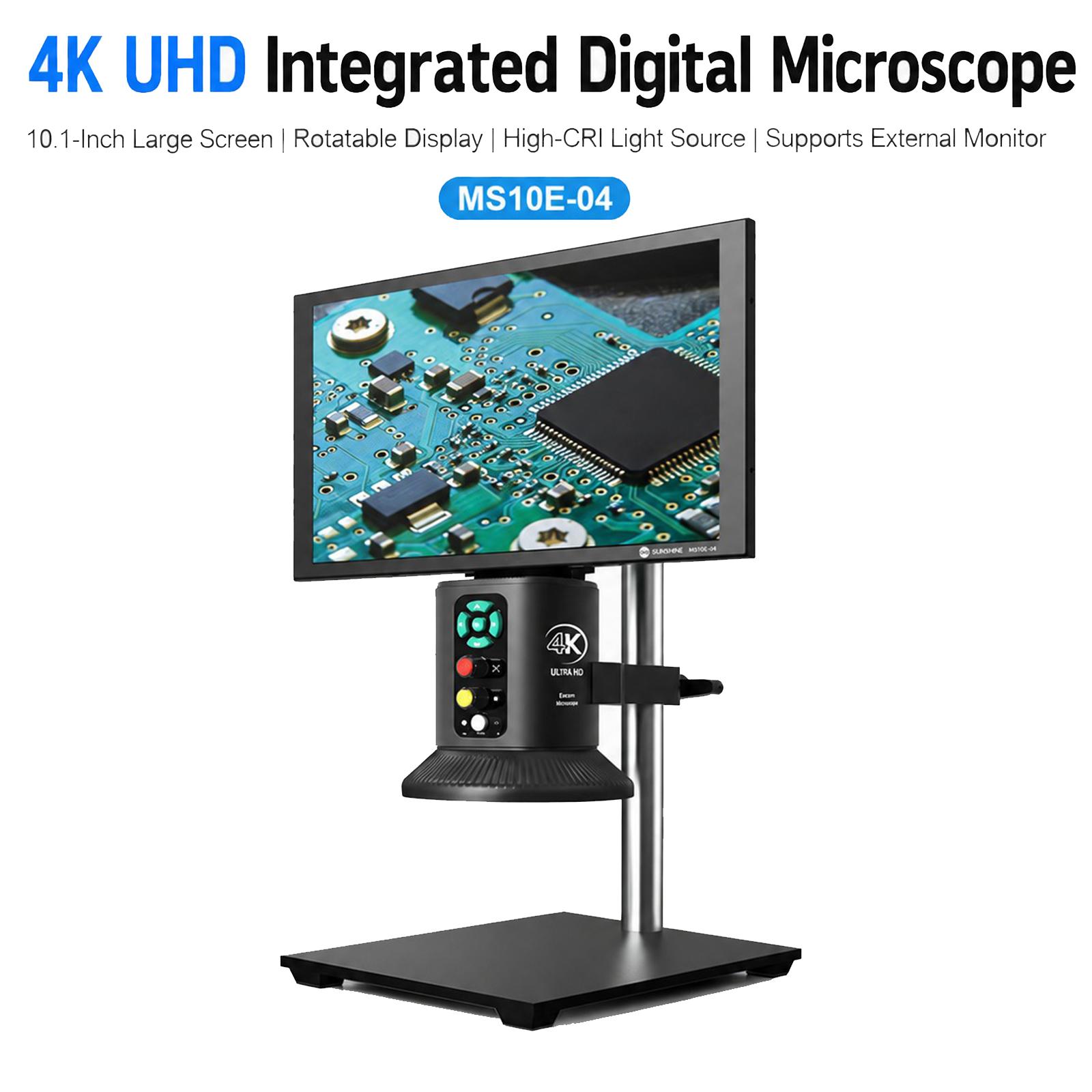 SUNSHINE MS10E-04 4K HD Digital Microscope with Metal Stand Base & 10-inch Large Display, Plug:UK Plug - Shopkiz.com